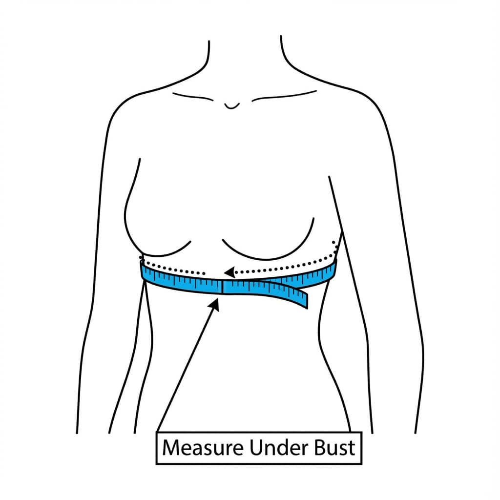 How to measure bra band size - measuring tape snug around ribcage under bust
